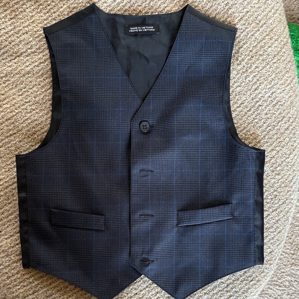 Men's Navy Blue Checkered Vest